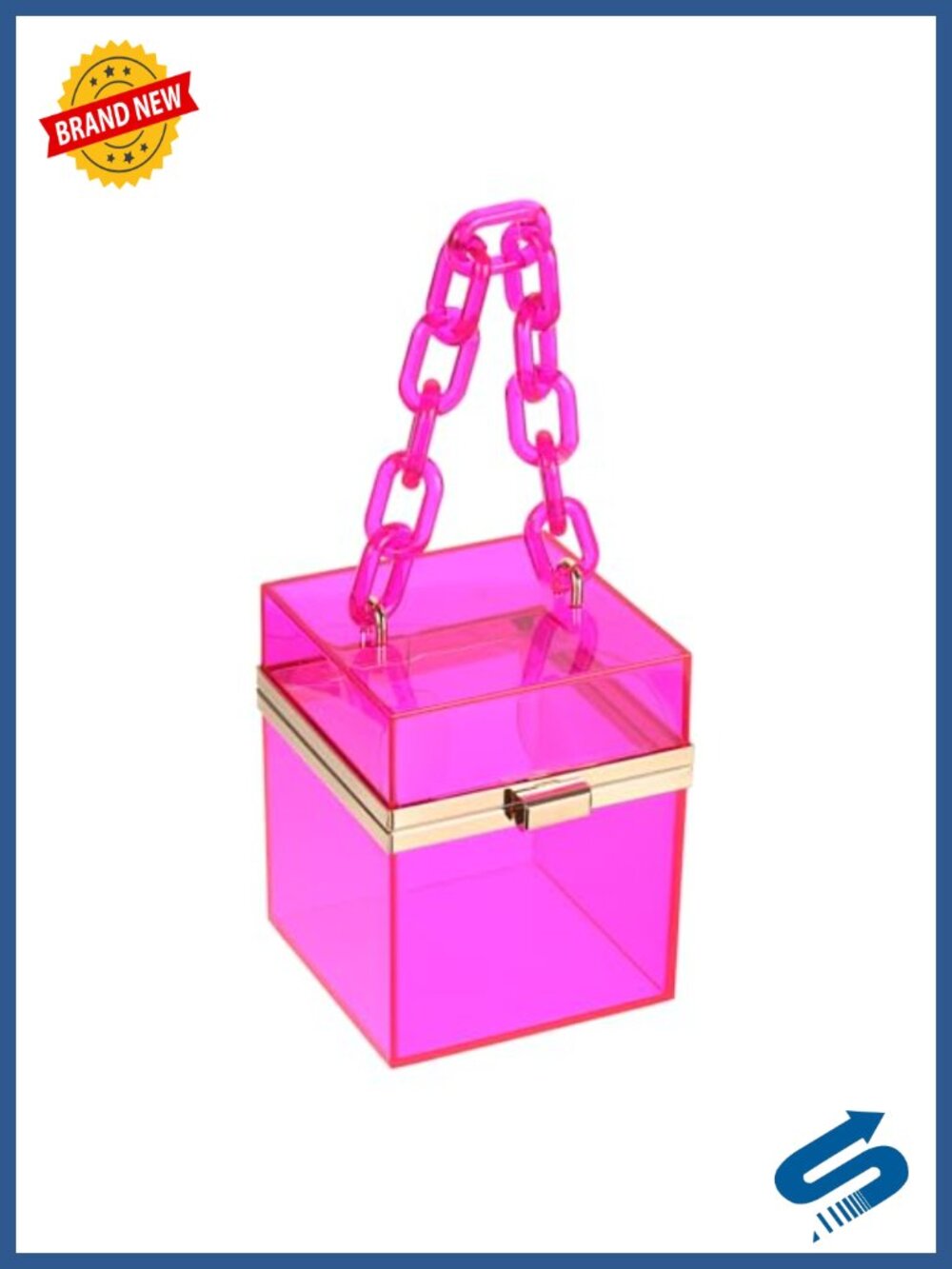 Acrylic Clear Clutch Square Evening Handbag with Detachable Chain Strap